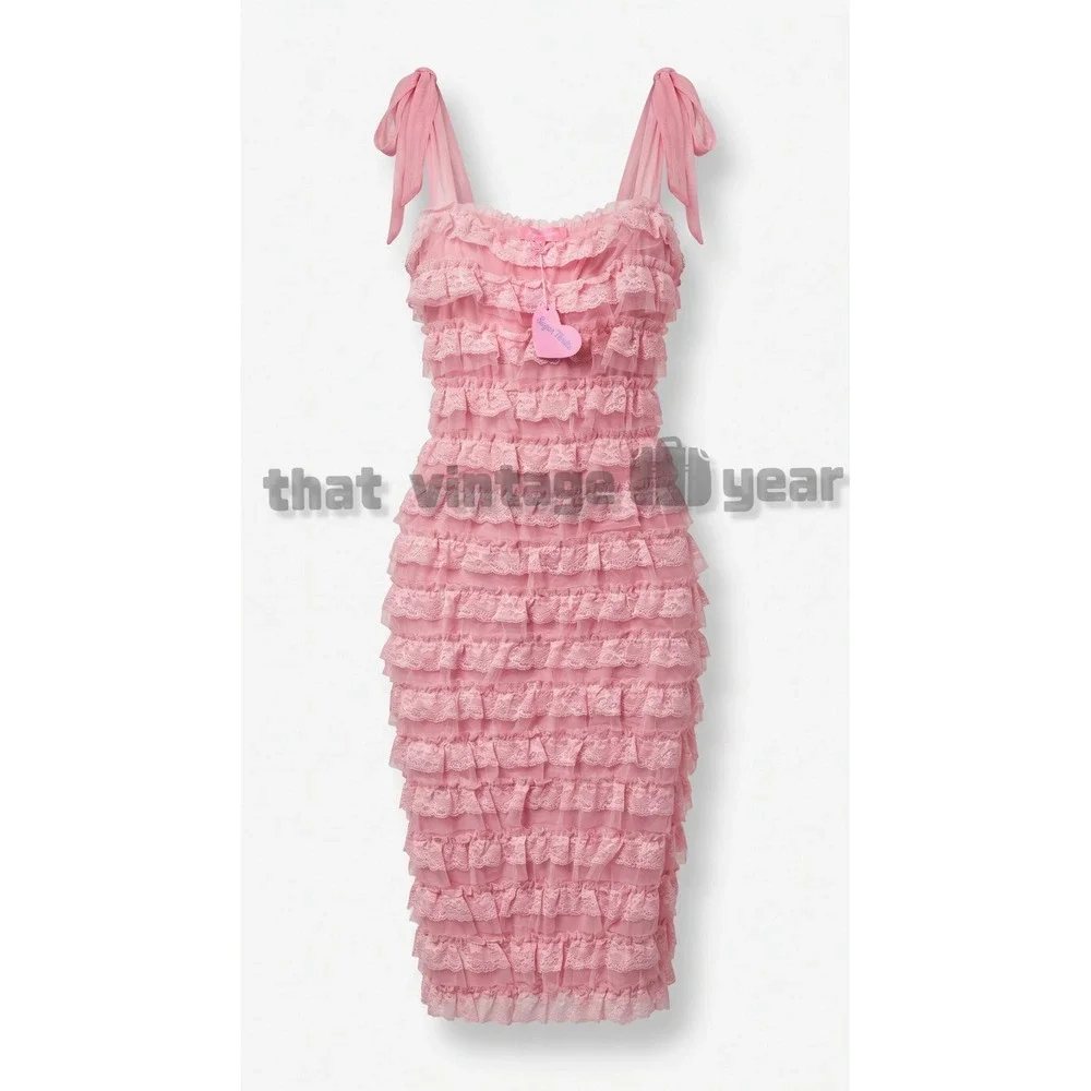 Dolls Kill Sugar Thrillz Regency Pink Lace Maxi Dress, XL NWT